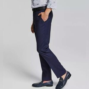 Bar III Men’s Slim Fit Plaid Blue Wool Suit Dress Pants 31Wx30L